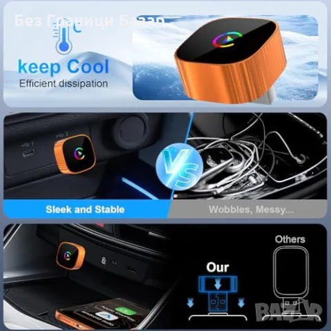 Нов CarPlay Wireless адаптер за iPhone 1080P USB-C USB-A бърза връзка кола телеон Айфон, снимка 6 - Друга електроника - 56216186