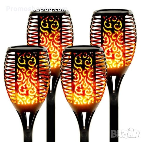 Комплект соларни лампи LED Факла, 4 бр, Черни