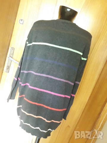 Тъмно сива жилетка плетиво на многоцветно райе ХХЛ, снимка 2 - Жилетки - 34078361