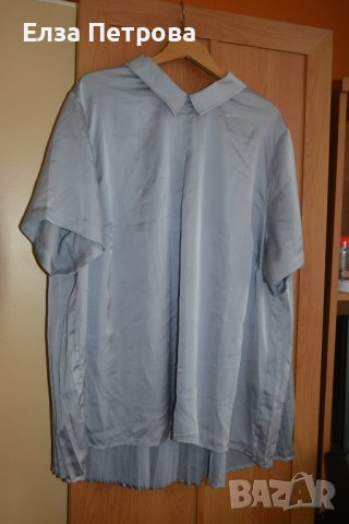 Дамска сива тюлена риза с яка, снимка 1 - Ризи - 42150504