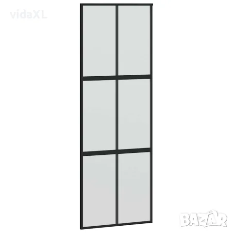 vidaXL Плъзгаща се врата с обков 90x205 см Закалено стъкло&Алуминий, снимка 3 - Входни врати - 56147085