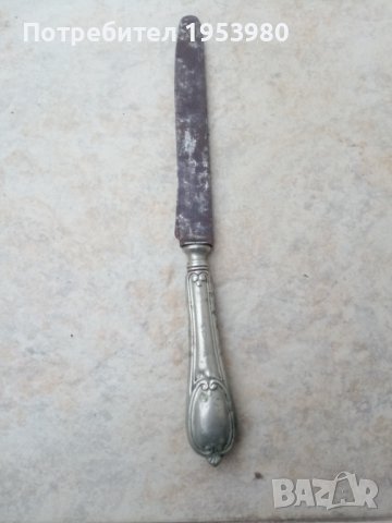 Стар английски нож с посребрена дръжка