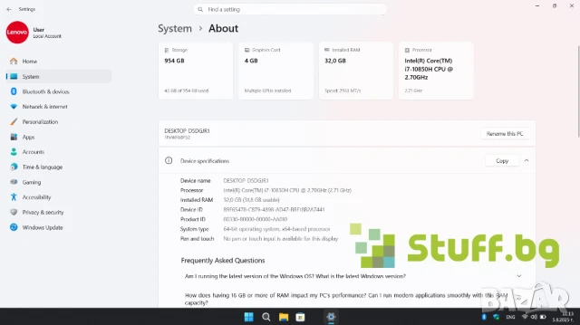 Лаптоп Lenovo ThinkPad P15 Gen 1, снимка 9 - Лаптопи за работа - 51262214