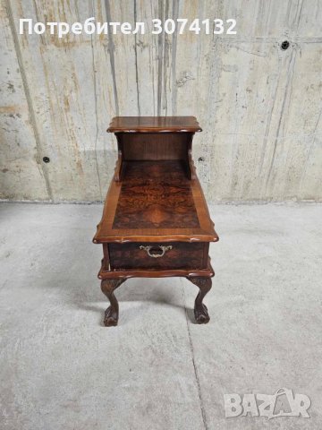 Шкафче седалка с интарзия в стил Чипъндейл, снимка 3 - Шкафове - 41854089