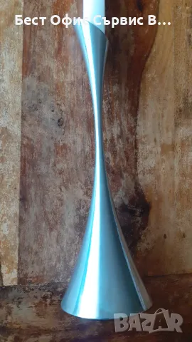 метален свещник дизайнерски, внесен от Дания, стабилен масивен хром метал, снимка 4 - Декорация за дома - 48355898