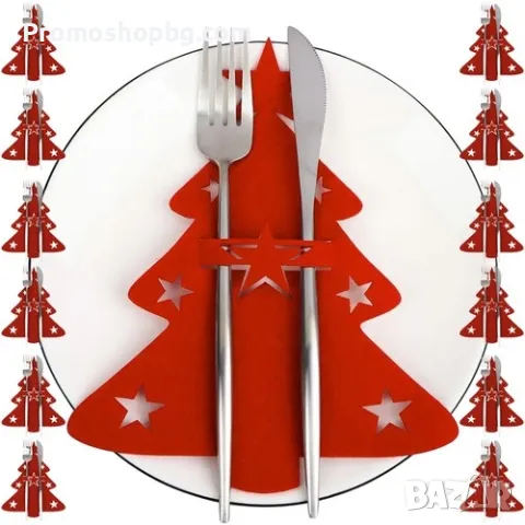 Коледен калъф за прибори комплект от 6 БРОЯ/ декорация Нова година, снимка 6 - Декорация за дома - 47693297