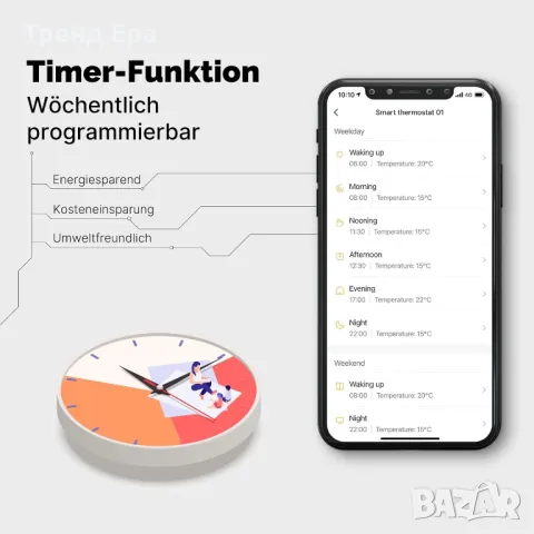 MOES WiFi термостат за водно подово отопление 3А, снимка 3 - Друга електроника - 48778433
