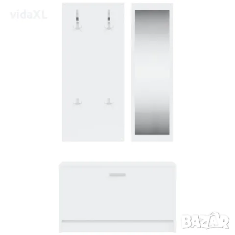 vidaXL 3-в-1 портманто, бял, инженерно дърво, снимка 4 - Портманта - 56147092