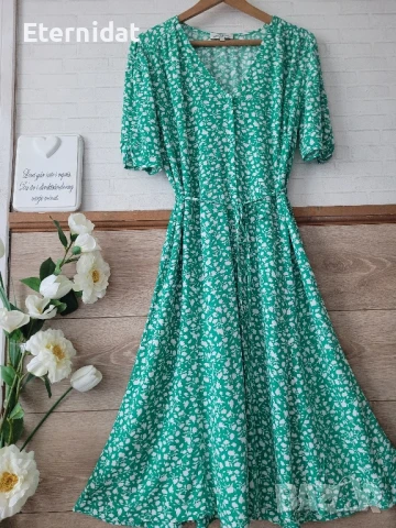 Зелена рокля н цветя HAMPTON REPUBLIC , снимка 6 - Рокли - 51269219