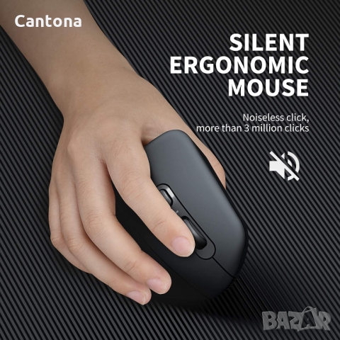 Bluetooth вертикална ергономична мишка, Vssoplor BT1+BT2+2.4G, оптична-1000/1600/2400 DPI, 5 бутона, снимка 8 - Клавиатури и мишки - 36048929