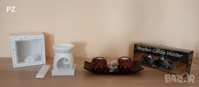 Арома лампа с восък и поставка със свещи 