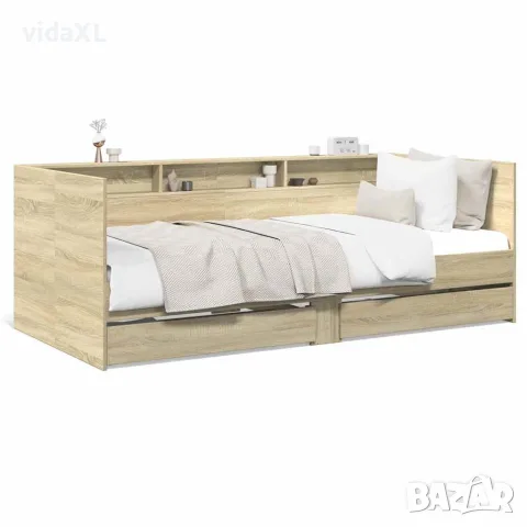 vidaXL Дневно легло с чекмеджета, без матрак, сонома дъб, 90x190 см