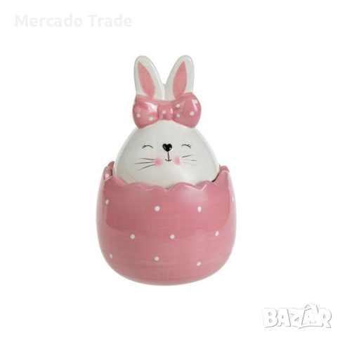 Великденски буркан за сладки Mercado Trade, Яйце, Розово зайче , снимка 1 - Кутии за храна - 44825741