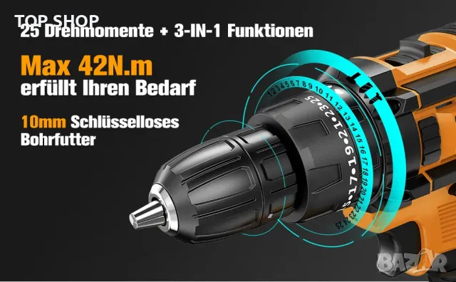 Мощен акумулаторен винтоверт JYGMPRO 21 V, снимка 10 - Винтоверти - 48487065