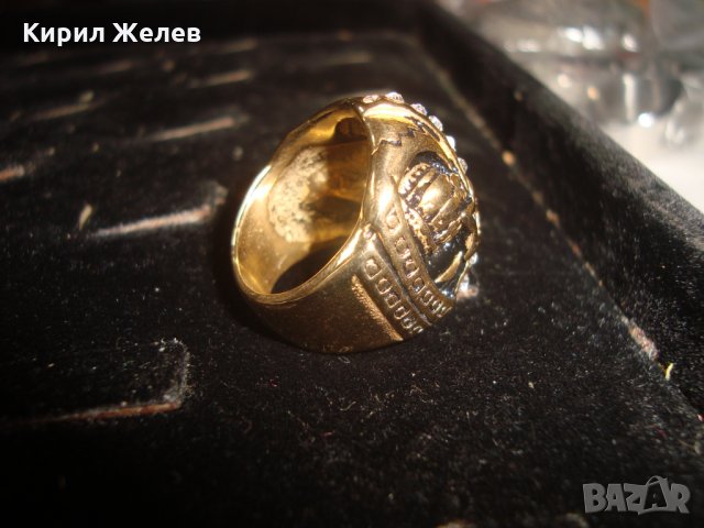 ПОЗЛАТЕН с ИНКРУСТИРАНИ ФАСЕТИРАНИ ЦИРКОНИ СТОМАНЕН НЕО ГОТИКА ПРЪСТЕН НОВ НЕРЪЖДАЕМ 25043, снимка 7 - Пръстени - 34420392