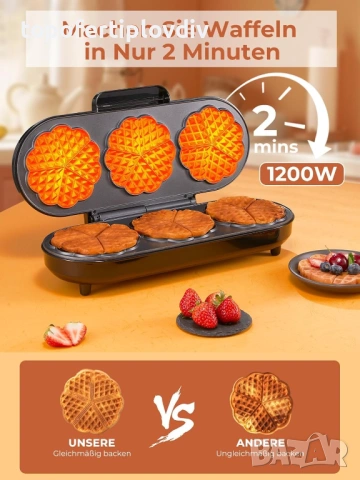 Гофретник FOHERE King Size Waffle Iron,Гаранция, снимка 6 - Гофретници - 53823618