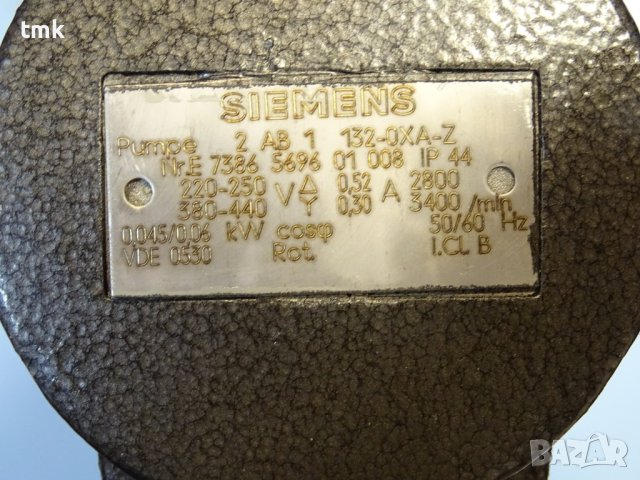 Помпа за охлаждаща течност Siemens 2AB1 132-OXA-Z 220V, 32L, снимка 6 - Резервни части за машини - 41084873