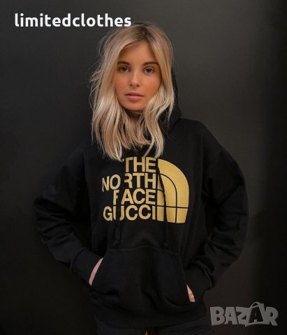 GUCCI x THE NORTH FACE Black Web Logo Print Мъжко / Дамско Горнище тип Суичър size M, снимка 5 - Суичъри - 35816602