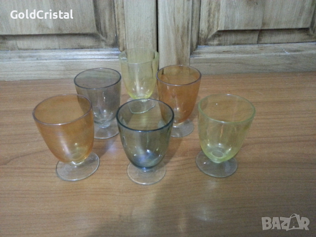 Стъклени чаши чашки цветно стъкло, снимка 3 - Антикварни и старинни предмети - 36212554