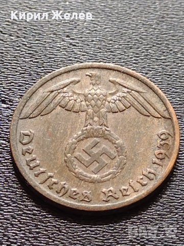 Три монети 1 райхспфенинг различни години стари редки ТРЕТИ РАЙХ С СХВАСТИКА 37961, снимка 4 - Нумизматика и бонистика - 40650571
