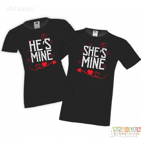 Tениски за влюбени He is mine, She is mine, снимка 3 - Тениски - 35719465
