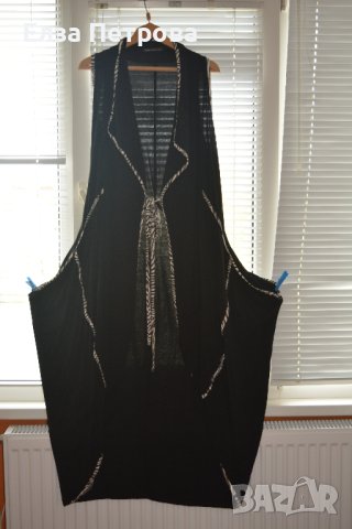 Дамско черно елече - туника с връзване отпред; 3XL÷4XL