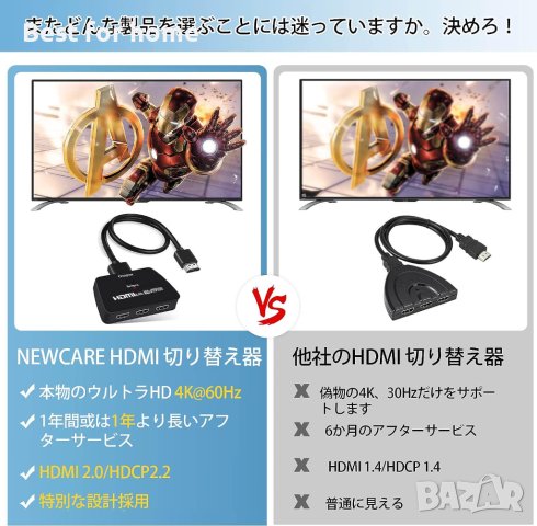 HDMI превключвател, 3 входа 1 изход,4K60Hz, 4K,3D,HDCP2.2,HDMI2.PS4, игрови конзоли, компютри, снимка 7 - Суичове - 41781202