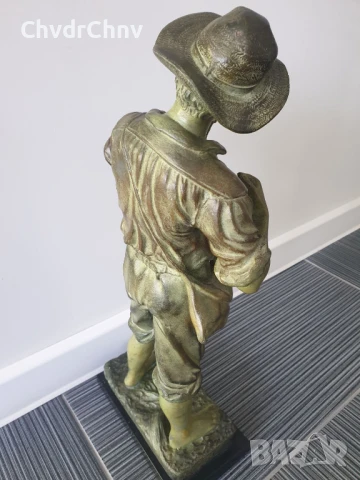 Fogeres статуетка 51см-6кг/стара френска бронзова скулптура/фигура на рибар с риба, снимка 4 - Антикварни и старинни предмети - 50898509