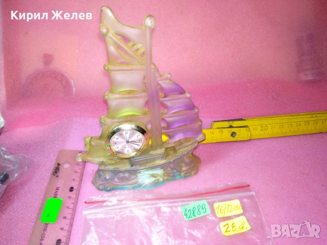 КРАСИВ ФИГУРАЛЕН НАСТОЛЕН КВАРЦОВ ЧАСОВНИК ВЕТРОХОД ПЛАТНОХОД КОРАБ За КОЛЕКЦИЯ ДЕКОР 42889, снимка 4 - Декорация за дома - 44314063