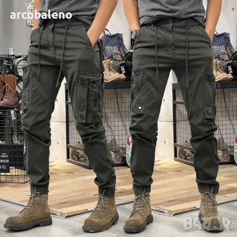 Мъжки ежедневни карго панталони в американски стил, 4цвята , снимка 4 - Панталони - 51609358
