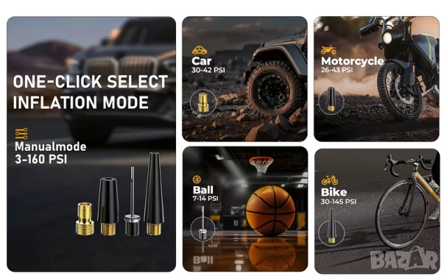 Комбиниран Jump Starter (бичѐ), Power Bank и 150 PSI компресор , снимка 10 - Аксесоари и консумативи - 53726035