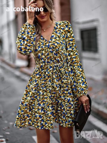 Дамска рокля с V-образно деколте, 4цвята, снимка 15 - Рокли - 39660493