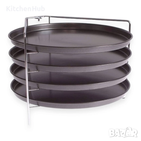 Комплект за печене на пица с хромирана метална стойка