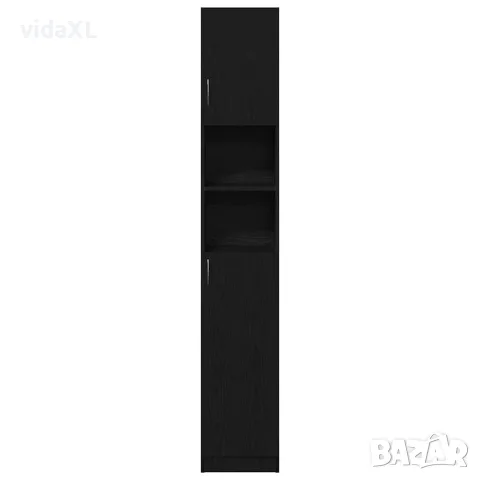 vidaXL Шкаф за баня, черно и дъб, 32x25,5x190 см, инженерно дърво, снимка 6 - Шкафове - 56148374