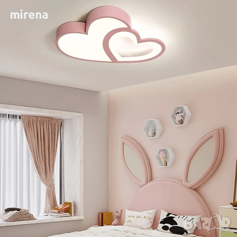 Двойна ЛЕД LED таванна лампа с форма на сърце розово дистанционно 220, снимка 4 - Лед осветление - 51546988