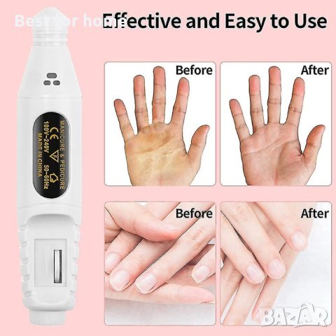 Електрическа бормашина за маникюр и педикюр,цвят -Циклама, Комплект с 6 диамантени свредла за нокти, снимка 3 - Електрически пили за пети - 41731537