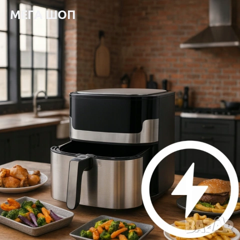 Смарт Еърфрайър , 2200W, XXL 6.5л, Wi-Fi Tuya App, 10 Програми, Неръждаема стомана, снимка 4 - Друга електроника - 53870373