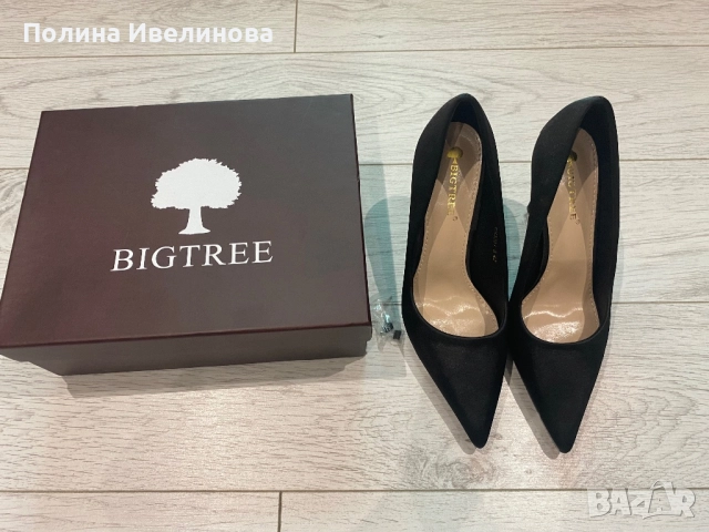 Обувки на ток черен сатен, снимка 3 - Дамски обувки на ток - 52414069