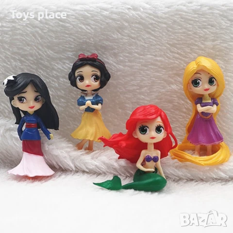 4бр фигурки Disney Princess Ariel Rapunzel Mulan