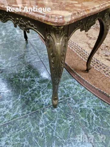 Чудесна антикварна бронзова масичка с мраморен плот , снимка 6 - Антикварни и старинни предмети - 48102730