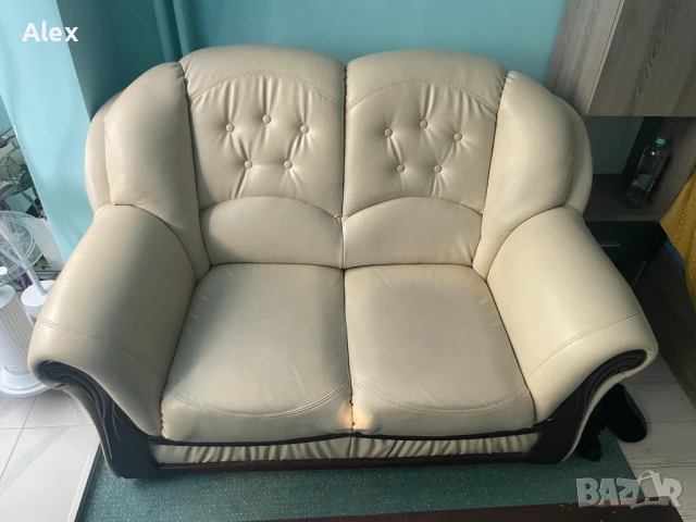 Диван и фотьойл - кожа, снимка 1