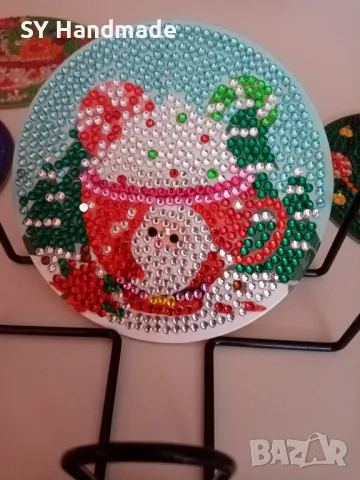 Сет диамантени подложки за чаши - 8бр, снимка 3 - Декорация за дома - 47902075