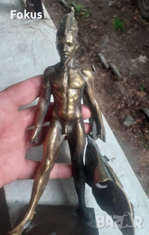 Страхотна бронзова пластика на воин фигура статуетка бронз, снимка 4 - Антикварни и старинни предмети - 50966429