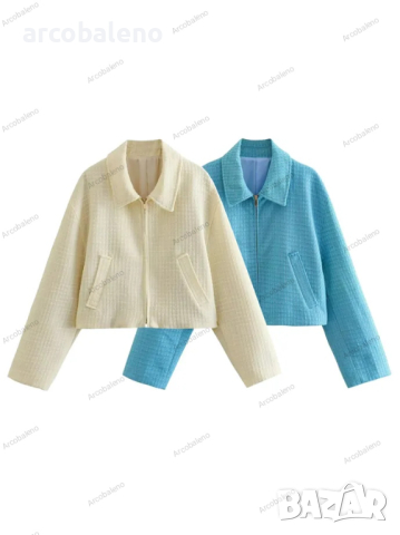 Дамско карирано бейзболно яке с цип с ревер, 2цвята , снимка 6 - Якета - 44794582