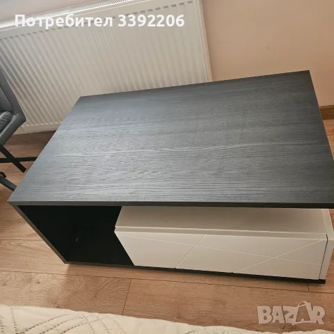 Холна маса 100x65 см с чекмедже – бял гланц / графит, снимка 2 - Маси - 55878126