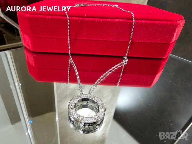 CARTIER Love White Gold Large Paved Diamonds Pendant Дамскo Колие, снимка 2 - Колиета, медальони, синджири - 52870330