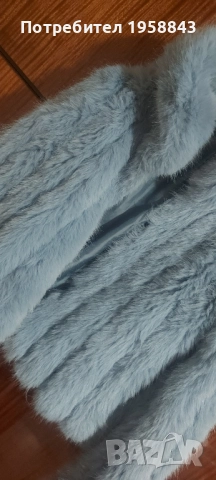 Синьо пухкаво палто, снимка 3 - Палта, манта - 52327048