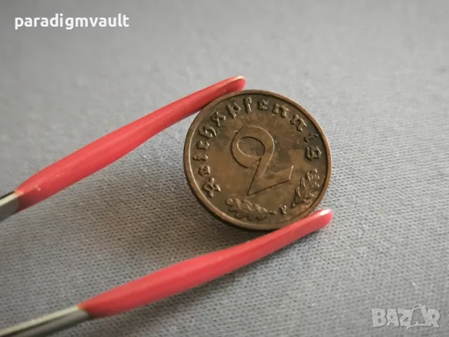 Монета - Трети райх - Германия - 2 пфенига | 1938г.; серия F, снимка 2 - Нумизматика и бонистика - 49132532