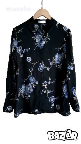 La Boutique - черна риза на цветя, снимка 1 - Ризи - 14685443
