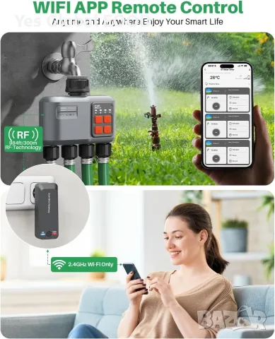 Johgee WiFi поливен таймер с 4 изхода и RF 300 м, снимка 2 - Напояване - 55752906